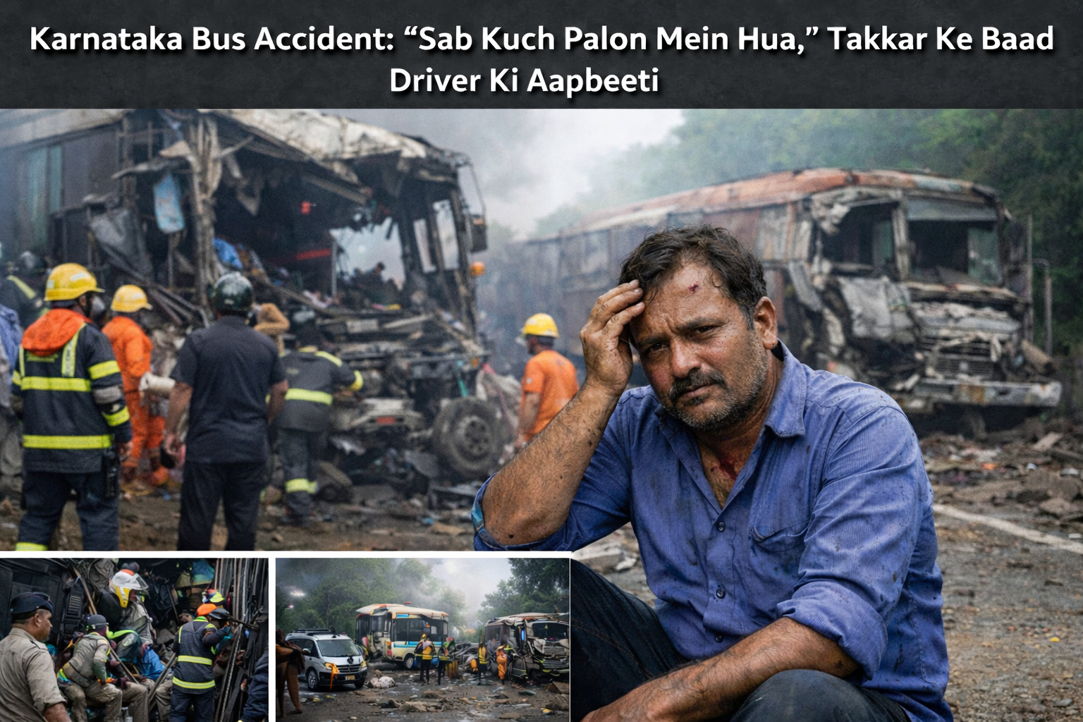 Karnataka Bus Accident: ड्राइवर ने बताया वो खौफनाक पल जब ट्रक बस से टकराया karnataka bus accident driver recounts moment truck hit bus